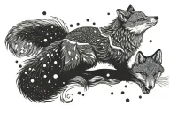 arctic fox space surrounded tattoo design idea