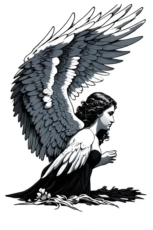 angel wings spread wide tattoo design idea