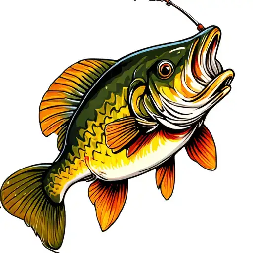 bass fish, fishing for beer tattoo design idea