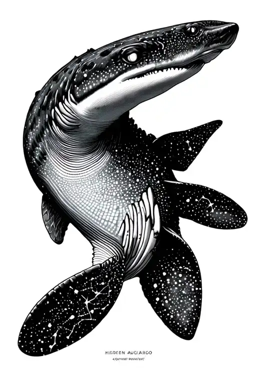whale shark with hidden Aquarius constellation in pattern tattoo design idea