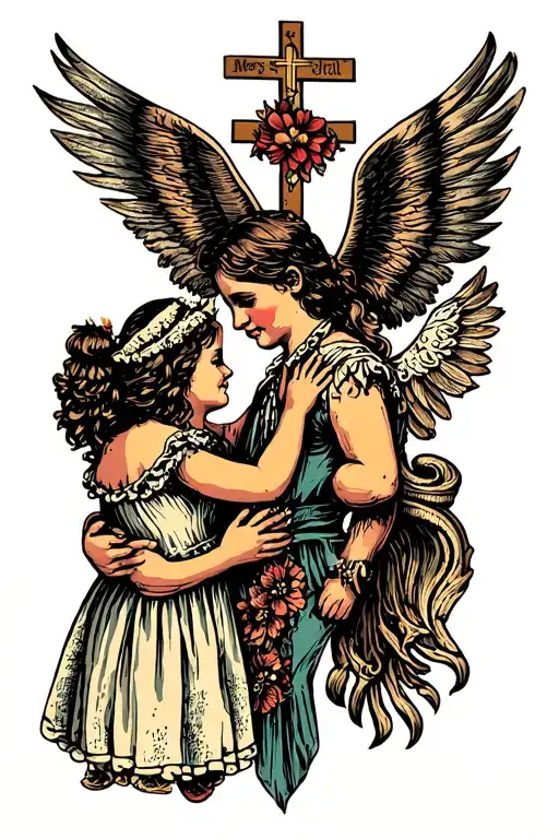 religious for daddy and daughter  tattoo design idea