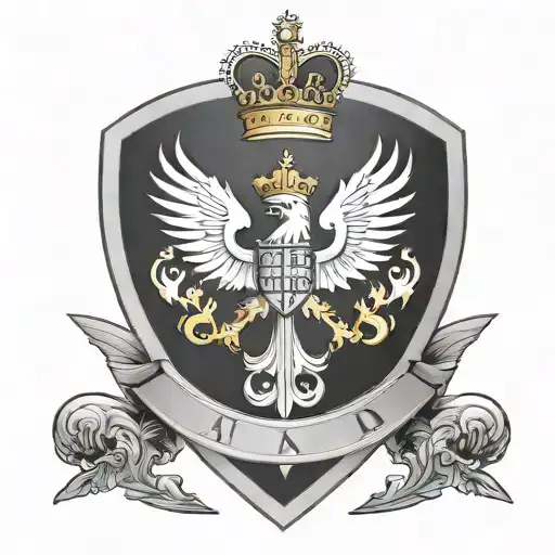 canadian coat of arms shield with an infantry officers sword tattoo design idea
