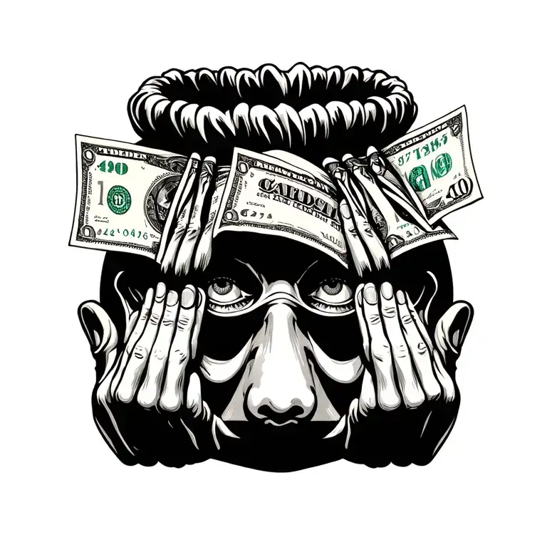 see no evil speak no evil money money bag tattoo design idea