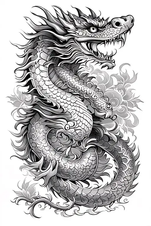Dragon dragon Laos tattoo design idea
