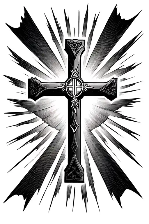 I want a tattoo for the forearm and wrist area in coptic orthodox style for a cross with light rays behind it and to hav tattoo design idea