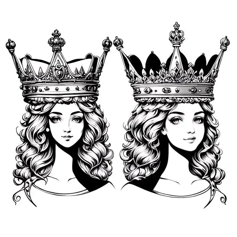 king crown with two princess crowns tattoo design idea
