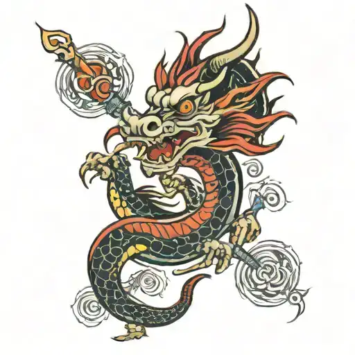 mushu dragon mu de ares tattoo design idea