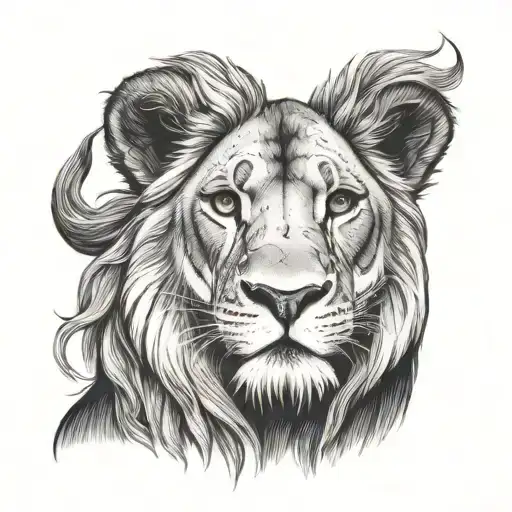 lion king mugshot realism tattoo design idea