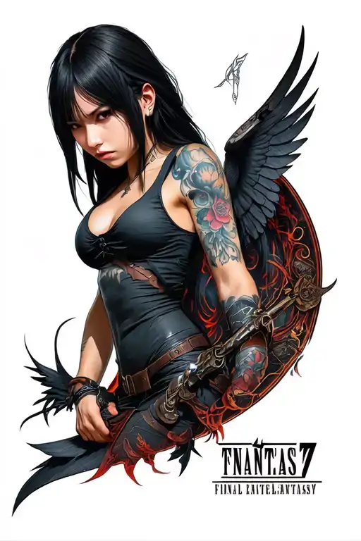 tifa from final fantasy 7 tattoo design idea