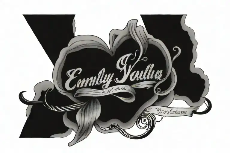 caption "emily you'll always be in my heart" tattoo design idea