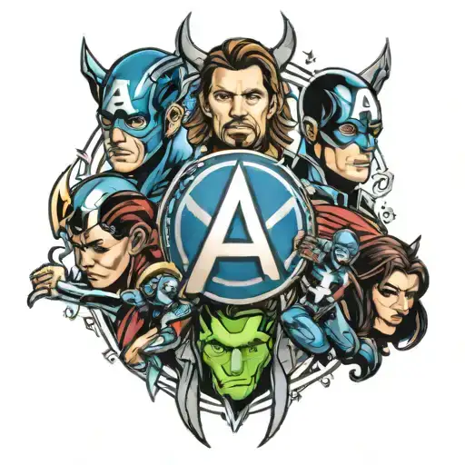The avengers tattoo idea with color Blue  tattoo design idea
