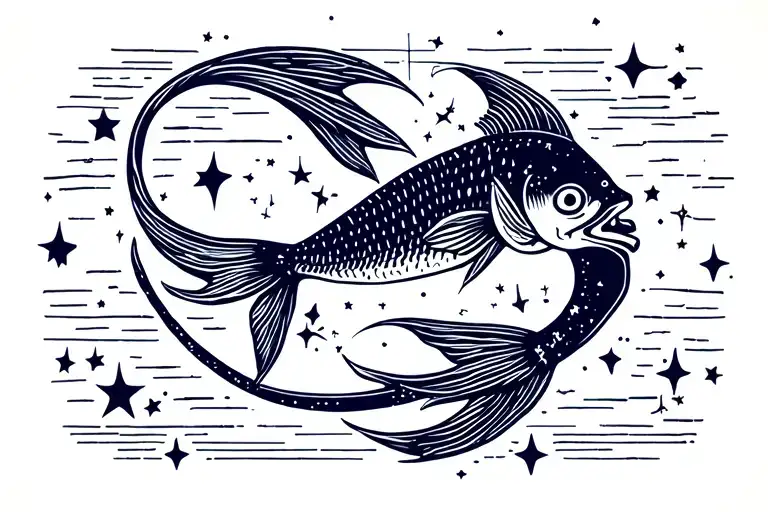 Pisces with constellation tattoo design idea
