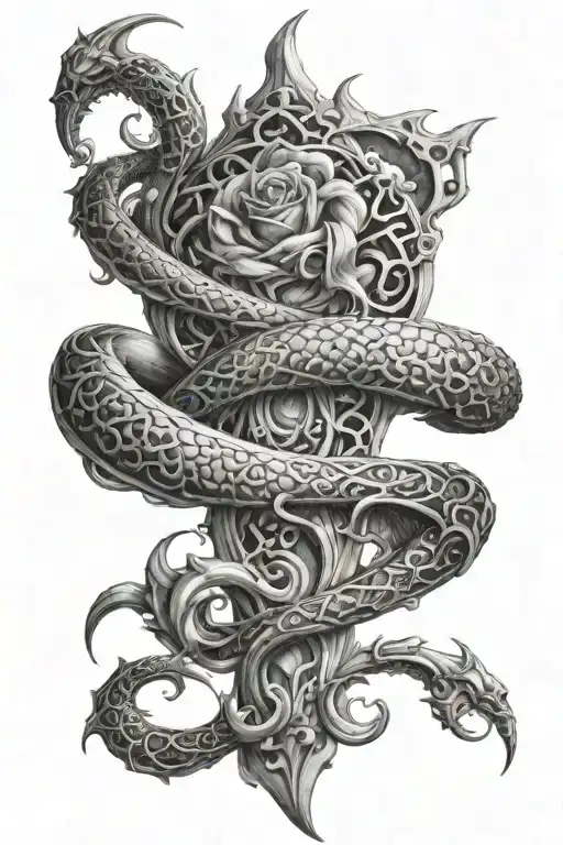 malenia elden ring, seven deadly sins, scales intertwined tattoo design idea