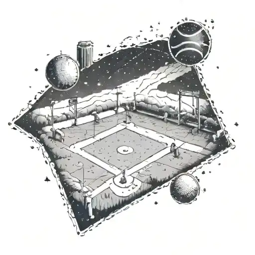 An intricate tattoo of a baseball diamond with constellations as the night sky, representing the client's passion for baseball and astronomy tattoo design idea