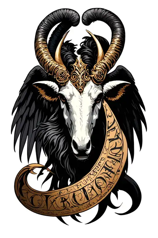 arcangel uriel with capricorn zodiac sign tattoo design idea
