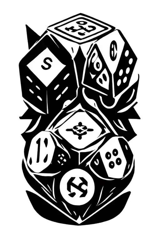 Vegvisir with DnD dice as the spokes tattoo design idea