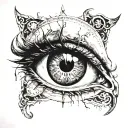 insomnia, bleeding eye, clock, demon holding tattoo design idea