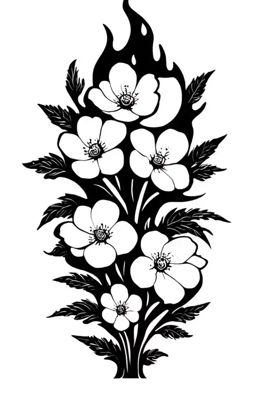 chemical fire , dogwood flowers , science tattoo design idea