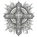 Cross With Light Rays tattoo design idea