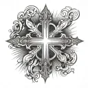 Cross With Light Rays tattoo design idea