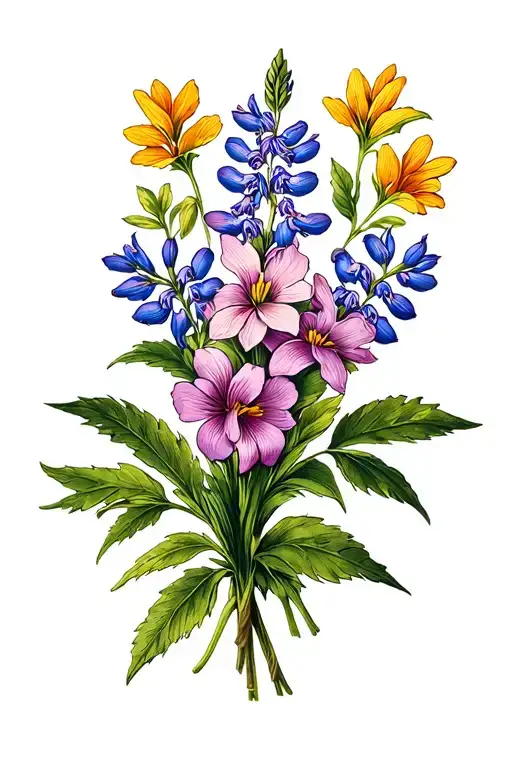 lupin flower bouquet tattoo design idea