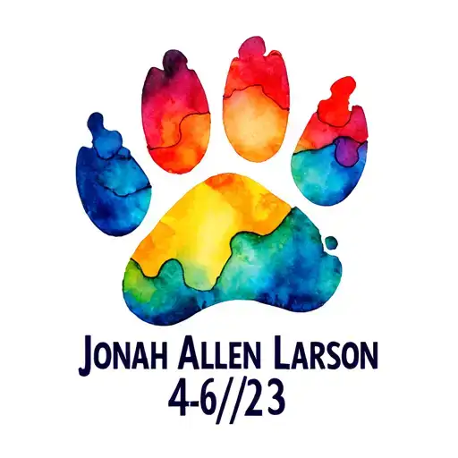 "Jonah Allen Larson  4/6/23" autism puzzle piece inside bear cub paw tattoo design idea