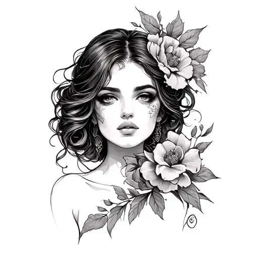 We need a sketch of a feminine black and white tattoo on the inside of the forearm in the style of sophisticated linart with elements tattoo design idea
