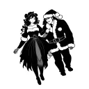 Japanese anime husband and wife dressed as Mr and Mrs Santa clause tattoo design idea