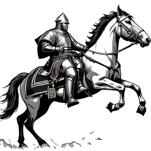 crusade knight riding a horse tattoo design idea