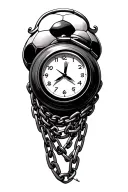 clock and soccer ball with chain wrapped tattoo design idea