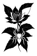 spider web with heart in the center and lotus flower tattoo design idea