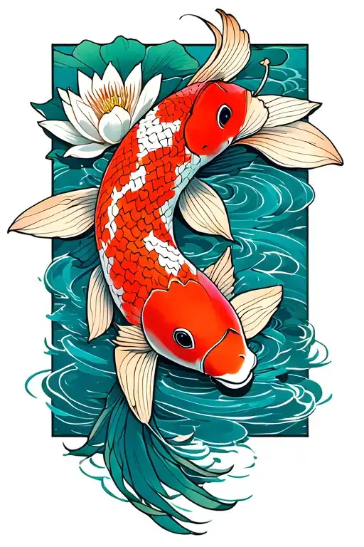 koi and lotus tattoo design idea