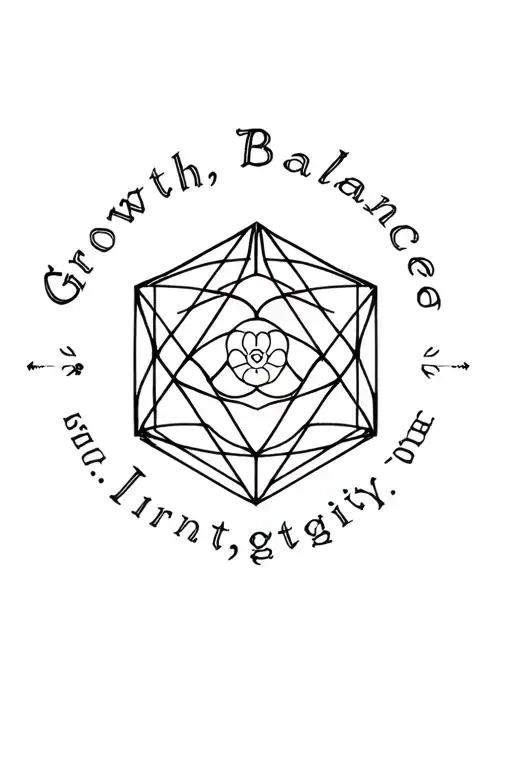 "Growth, Balance, Integrity " metatron's cube shaped cage, Budha, flower of life tattoo design idea