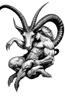 capricorn fighter with time running together tattoo design idea