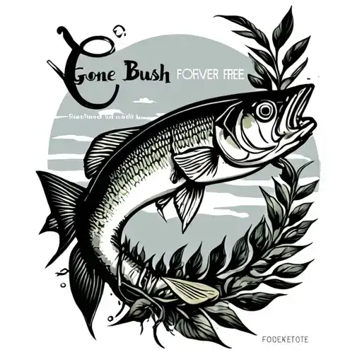 "Gone Bush Forever Free " memorial tattoo for dad who loved fishing and hinting tattoo design idea
