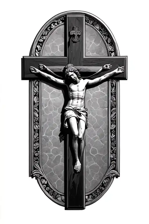 Catholic trilobed crucifix with rossary  tattoo design idea