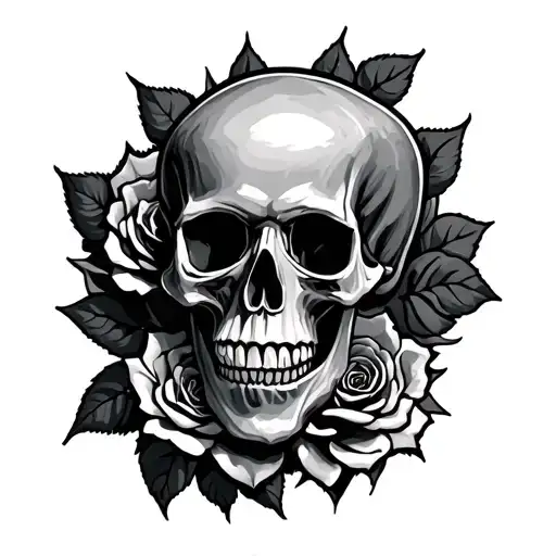 "Depth Dodger" skull and rose tattoo design idea