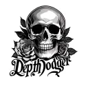 "Depth Dodger" skull and rose tattoo design idea