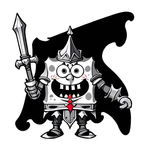 king arthur sponge bob tattoo design idea