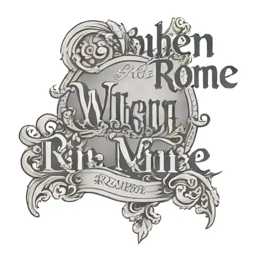 "when in Rome" text in times new Roman thigh tattoo no graphics  tattoo design idea
