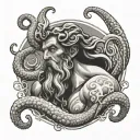 poseidon with octopus wrapped tattoo design idea