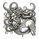 poseidon with octopus wrapped tattoo design idea