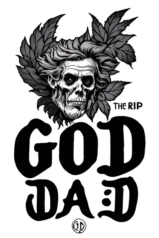 god rip dad tattoo design idea