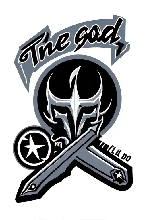 "The good I’ll do" the Tennessee titans logo mixed into a sword with the Houston oilers logo integrated  tattoo design idea