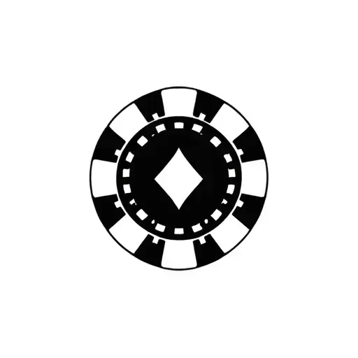poker chip with bowling pins behind it tattoo design idea