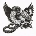 raven eating snake tattoo design idea