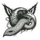 raven eating snake tattoo design idea