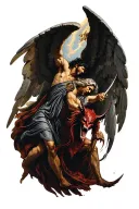 archangel michael slaying the devil tattoo design idea
