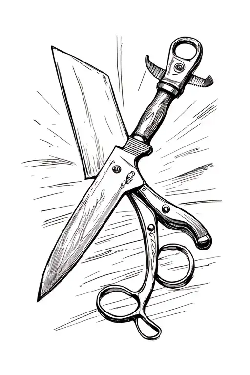 butcher knife & barber clippers tattoo design idea