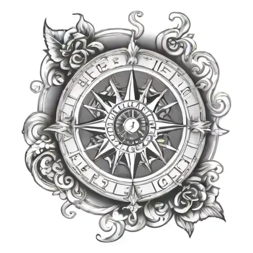 Wheel of Fortune Compass arm band tattoo design idea